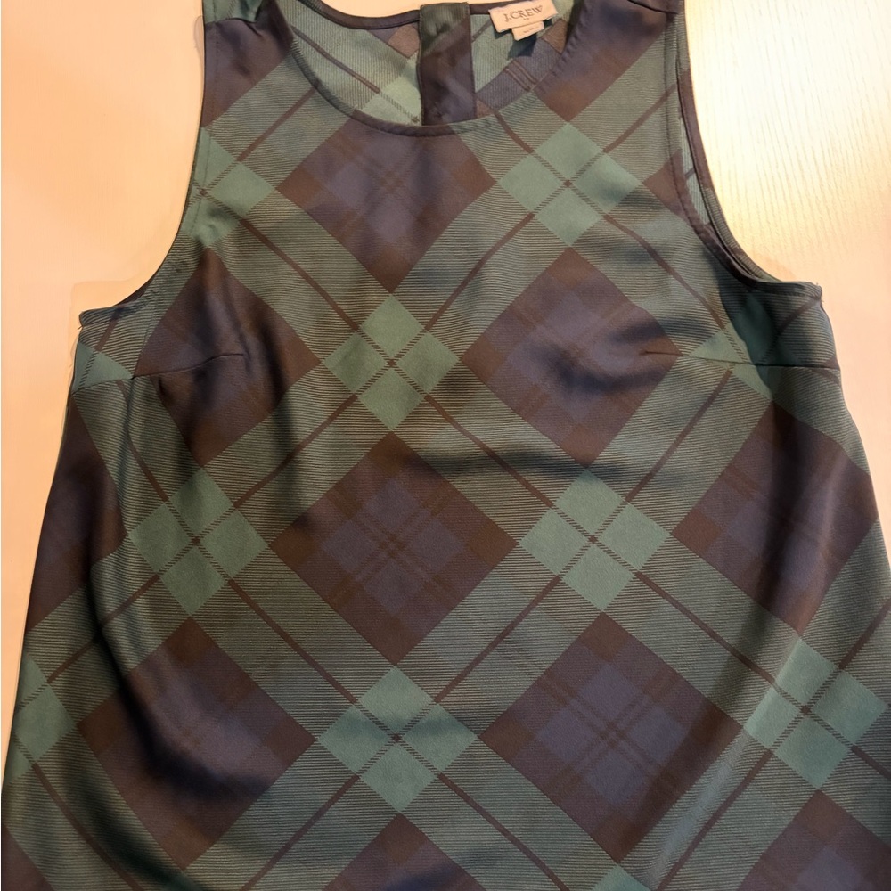 J. Crew Green and Black Plaid Blouse
